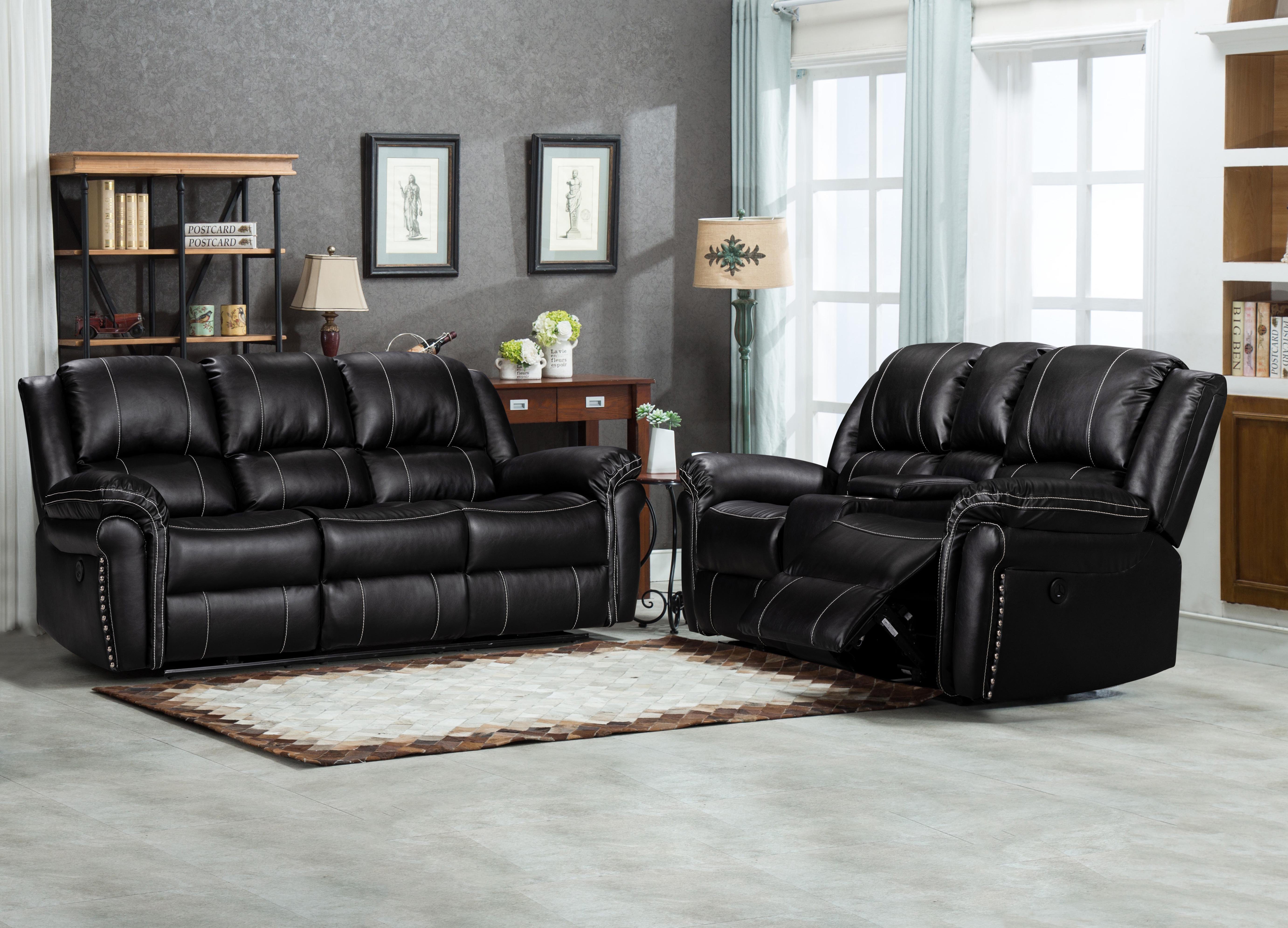 Red Barrel Studio Piece Vegan Leather Reclining Living Room Set