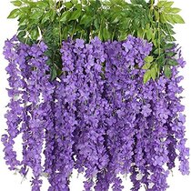 Set of 4 90" Artificial Purple Small Flowers Vine Wall Garland 