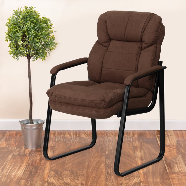 Brown Leather Reception Area Side Chair Waiting Room Office Chair 