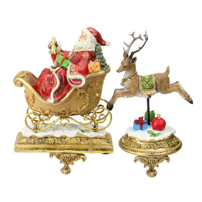 2 Piece Glittered Santa and Reindeer Stocking Holder Set -  Northlight Seasonal, 32915468