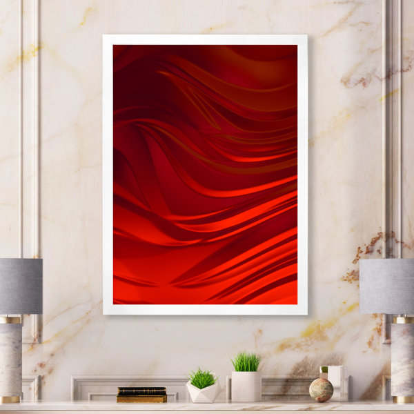 Wrought Studio Abstract Red Wave Liquid Art II Framed On Canvas ...