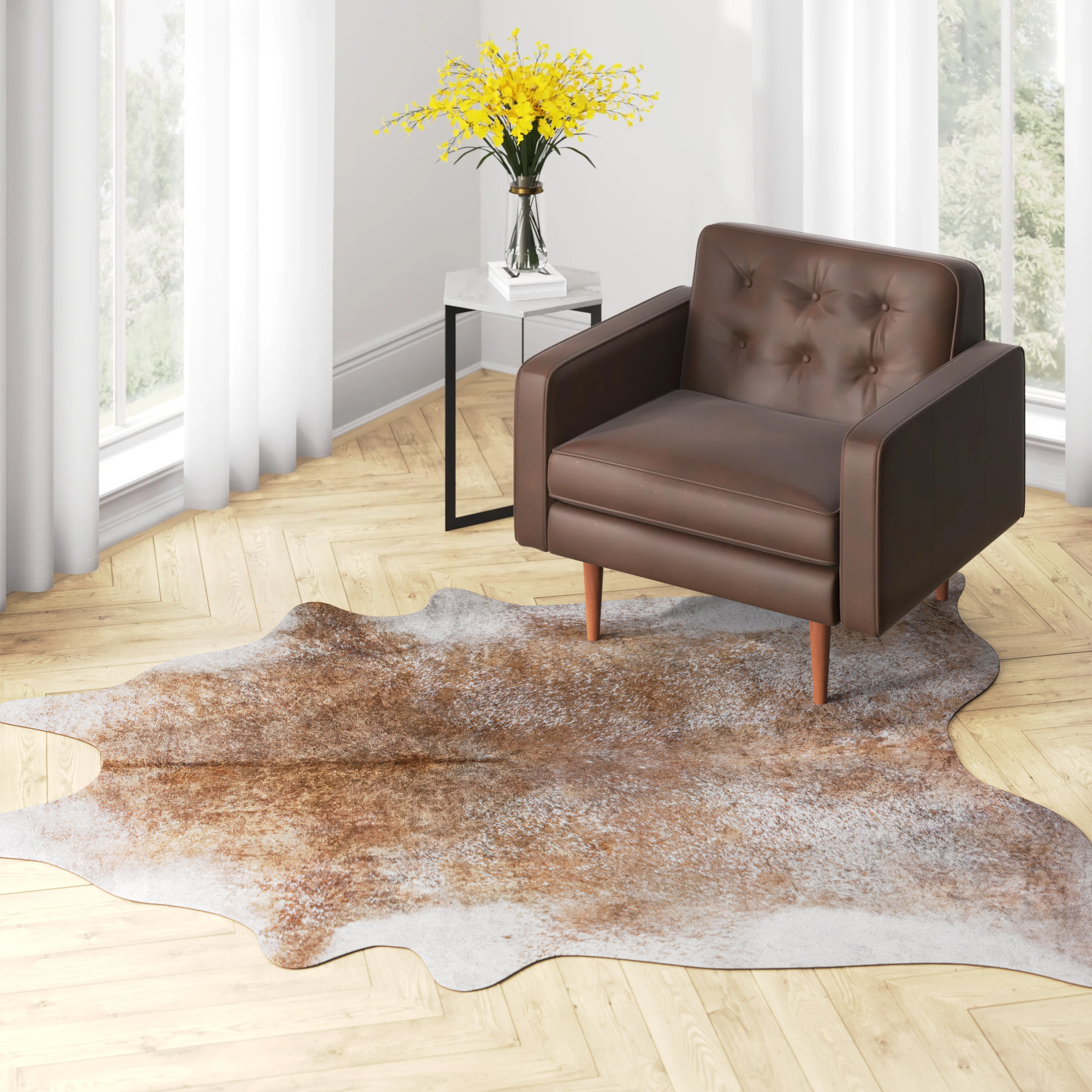 Mercury Row® Albury Faux Hyde Brown Rug & Reviews Wayfair