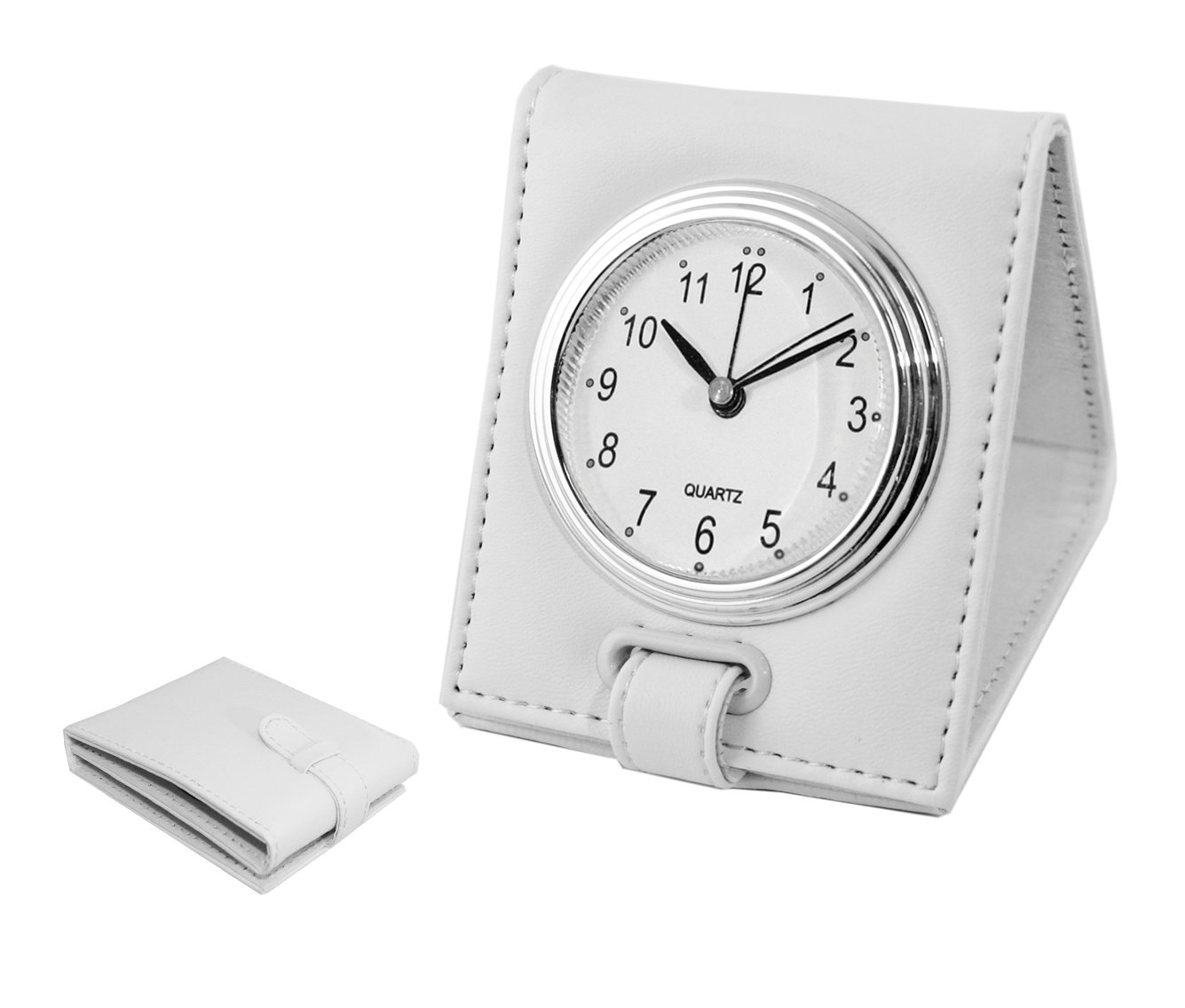 Natico Modern & Contemporary Analog Leather Quartz Tabletop Clock with