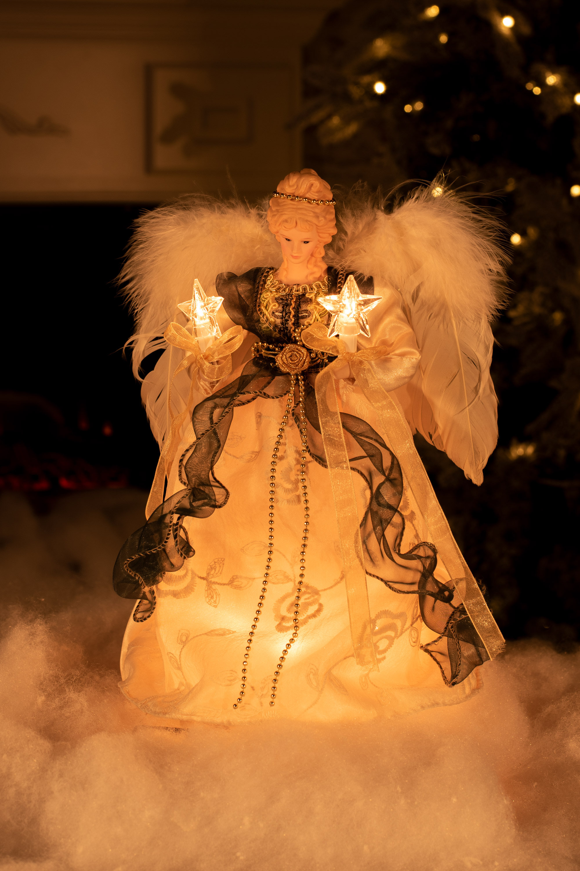 The Holiday Aisle® 10 Light Ivory/Green Angel Tree Topper & Reviews