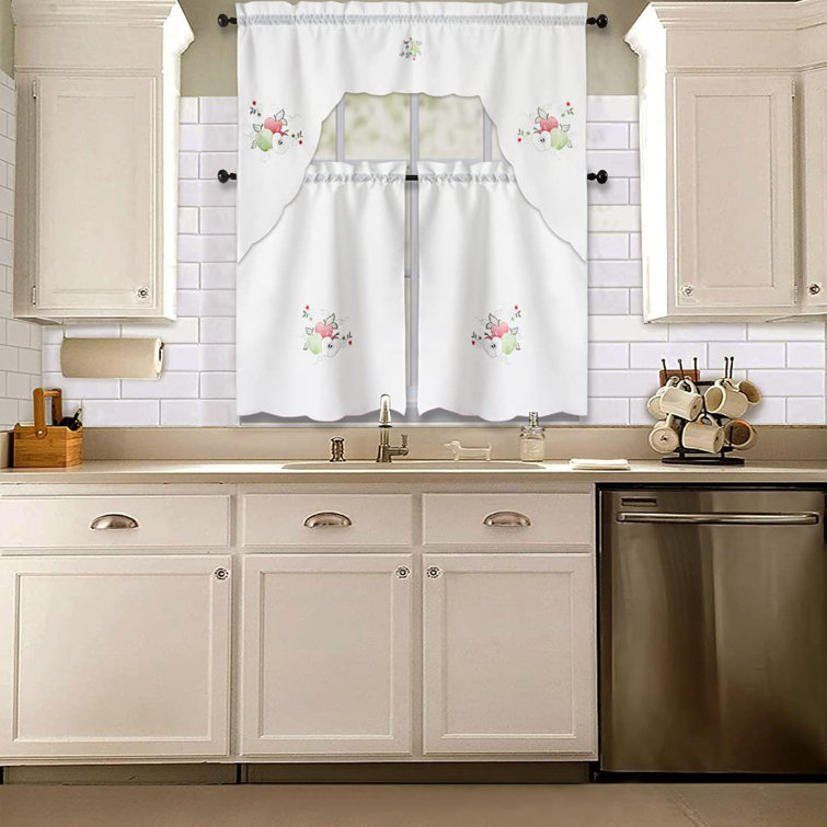 Rosalind Wheeler Ahley Damask Tailored 56'' Kitchen Curtain ...