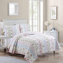 English Roses Bedding Quilt Bedspread Coverlet 3 Piece Reversible Full Queen Set 