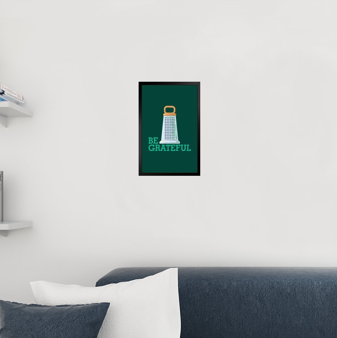 Trinx Be Grateful Cute Kitchen Gadget Work Tool Utensil Art Print Black