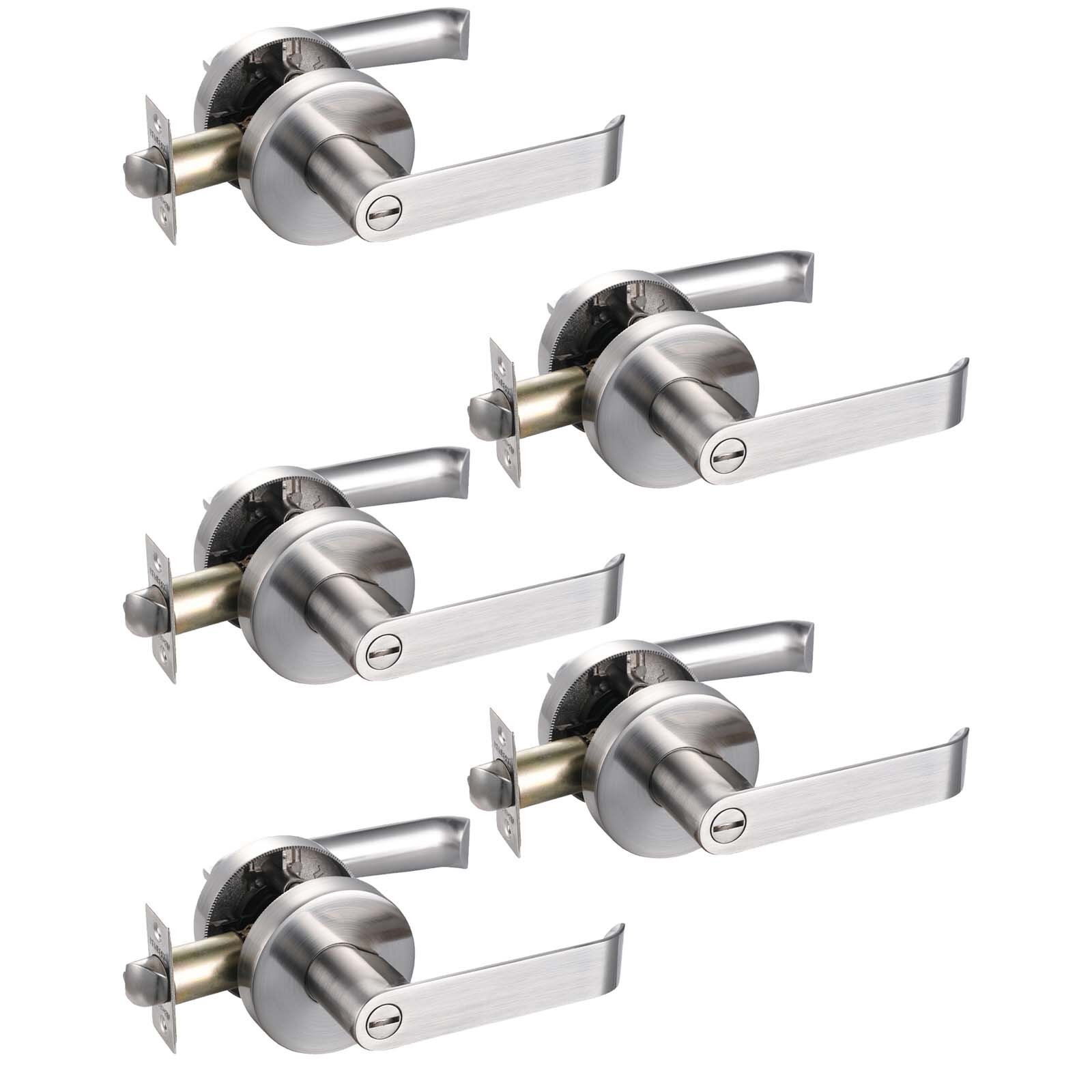 D Shaped Lever Door Handle Pack 3 lever Lock Set Satin Stainless Steel 