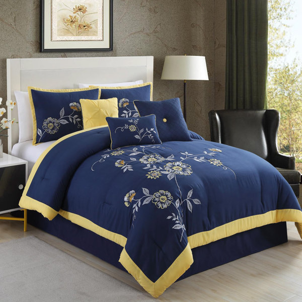 Blue-geometric-comforter | Wayfair