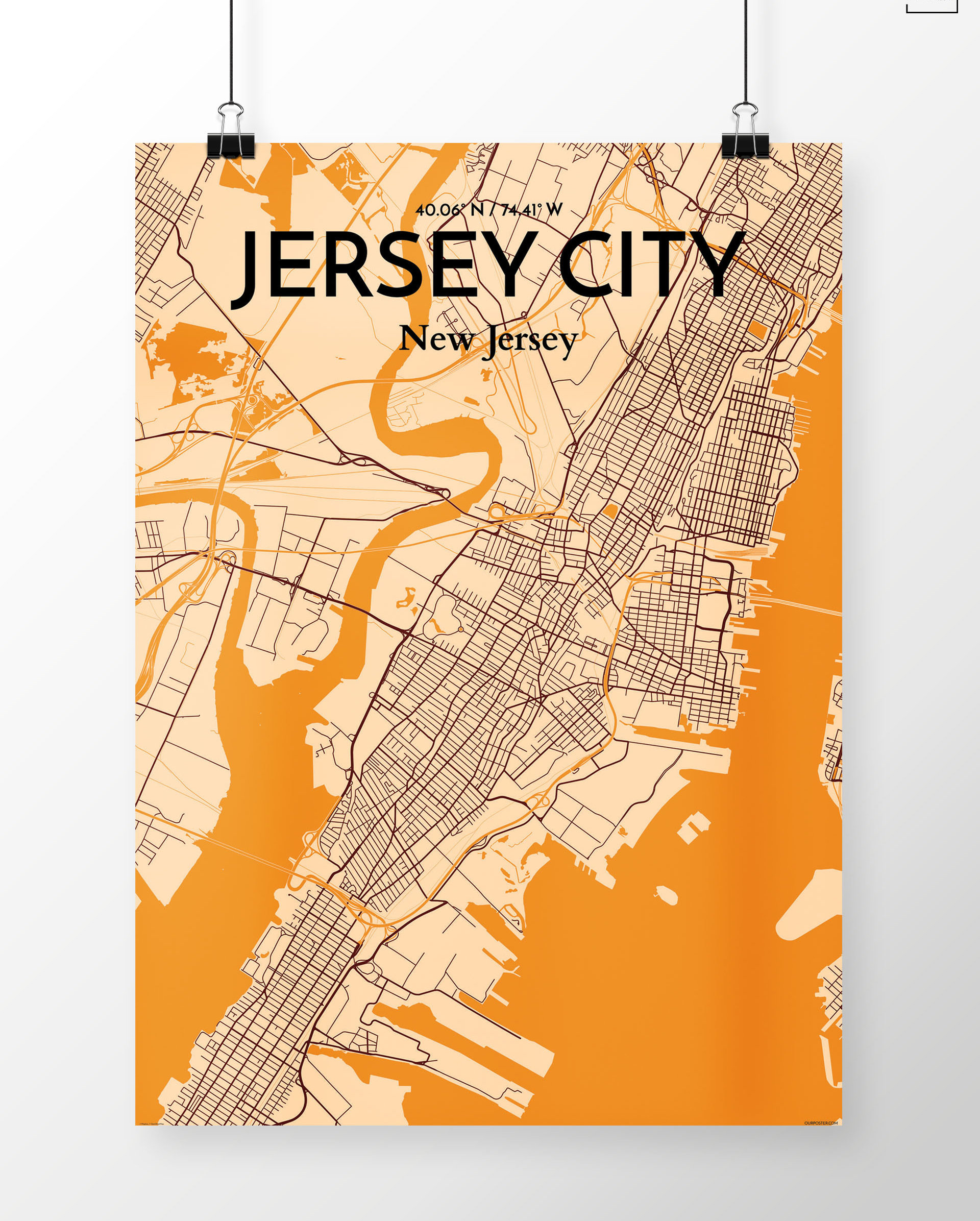 Wrought Studio Jersey City Map Unframed Graphic Art Wayfair