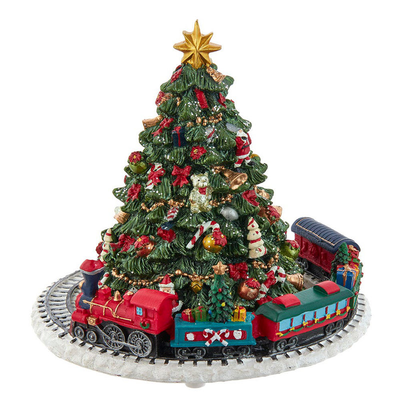 Kurt Adler Christmas Tree with Revolving Train Music Box Decorative ...