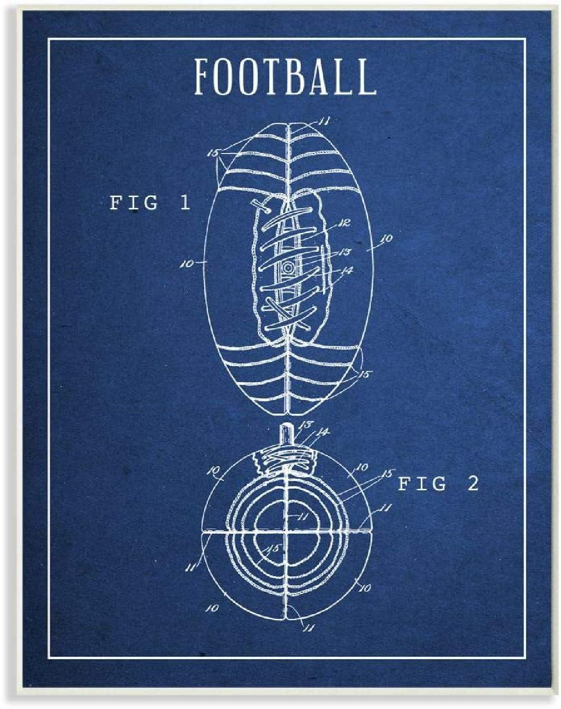 17 Stories Football Blueprint Vintage Sports Wall Plaque, 10 Football