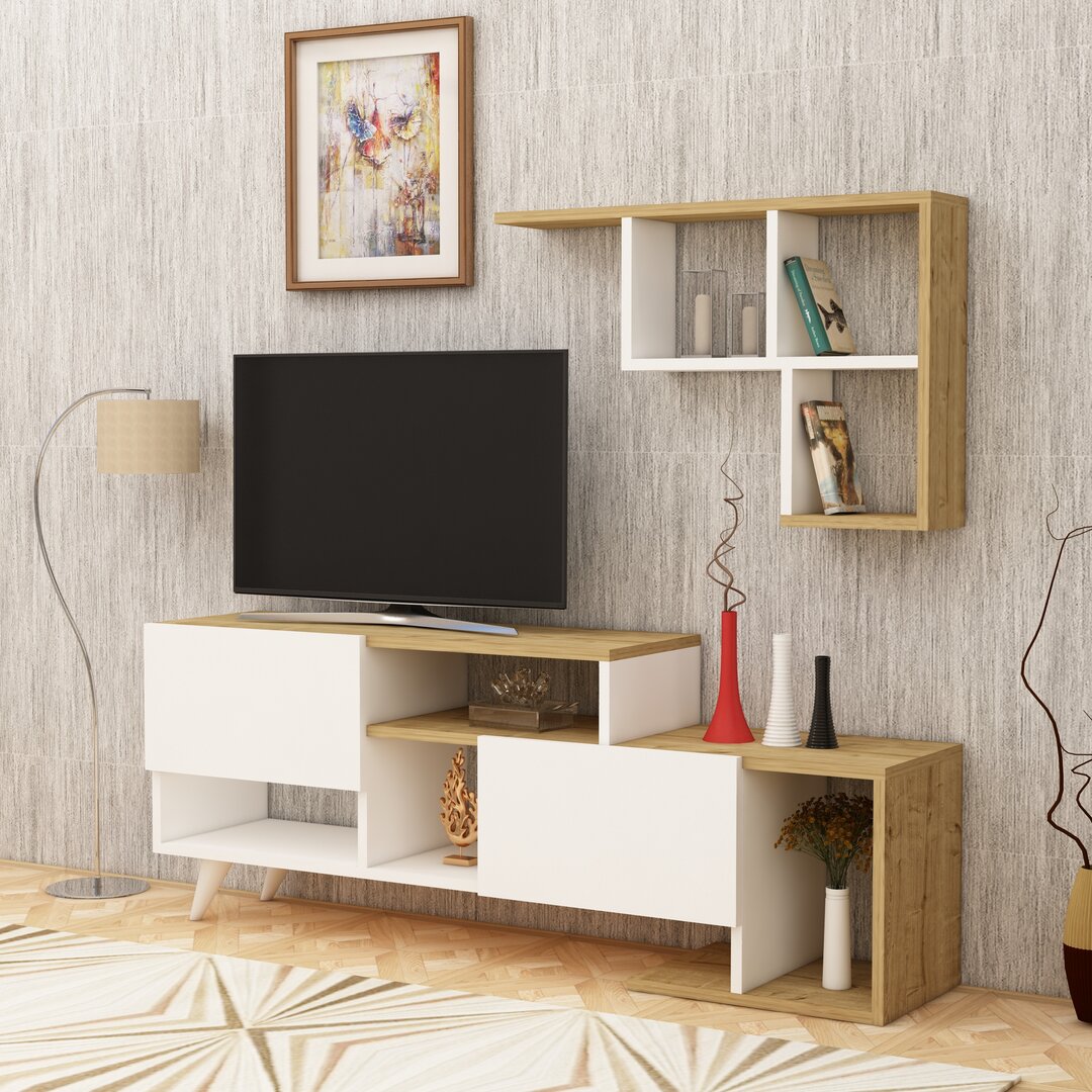 Pilmin TV Stand And Entertainment Center - Atlantic Pine & White brown