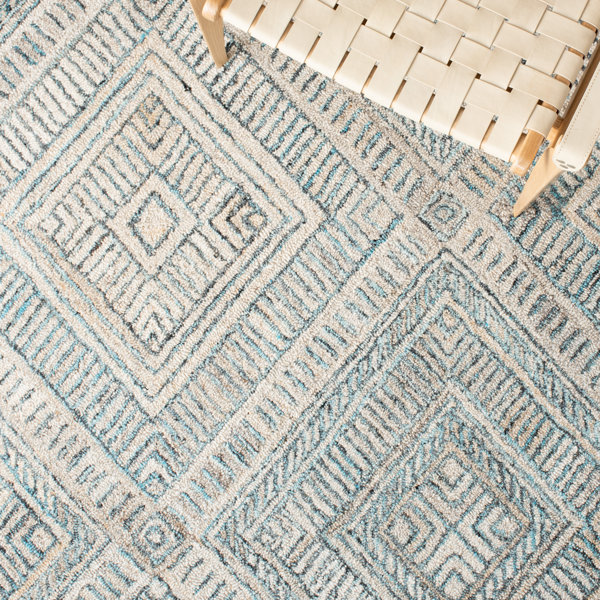 Union Rustic Handmade Turquoise/Beige Rug | Wayfair