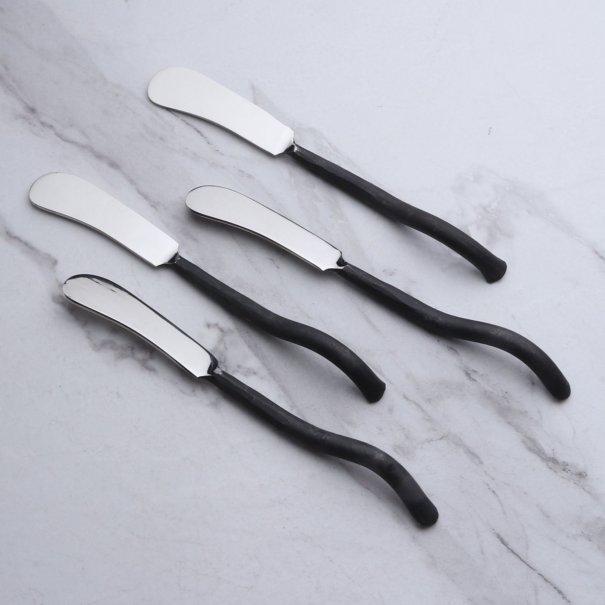 17 Stories Shirleyan Design Burnt Black Butter Knife/Spreader 4 Pcs
