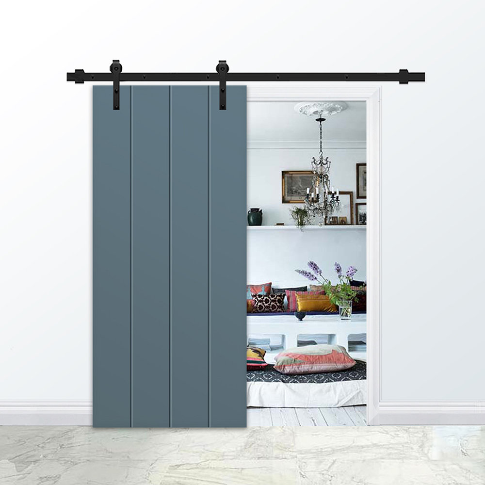 Calhome Paneled Manufactured Wood Barn Door with Installation Hardware