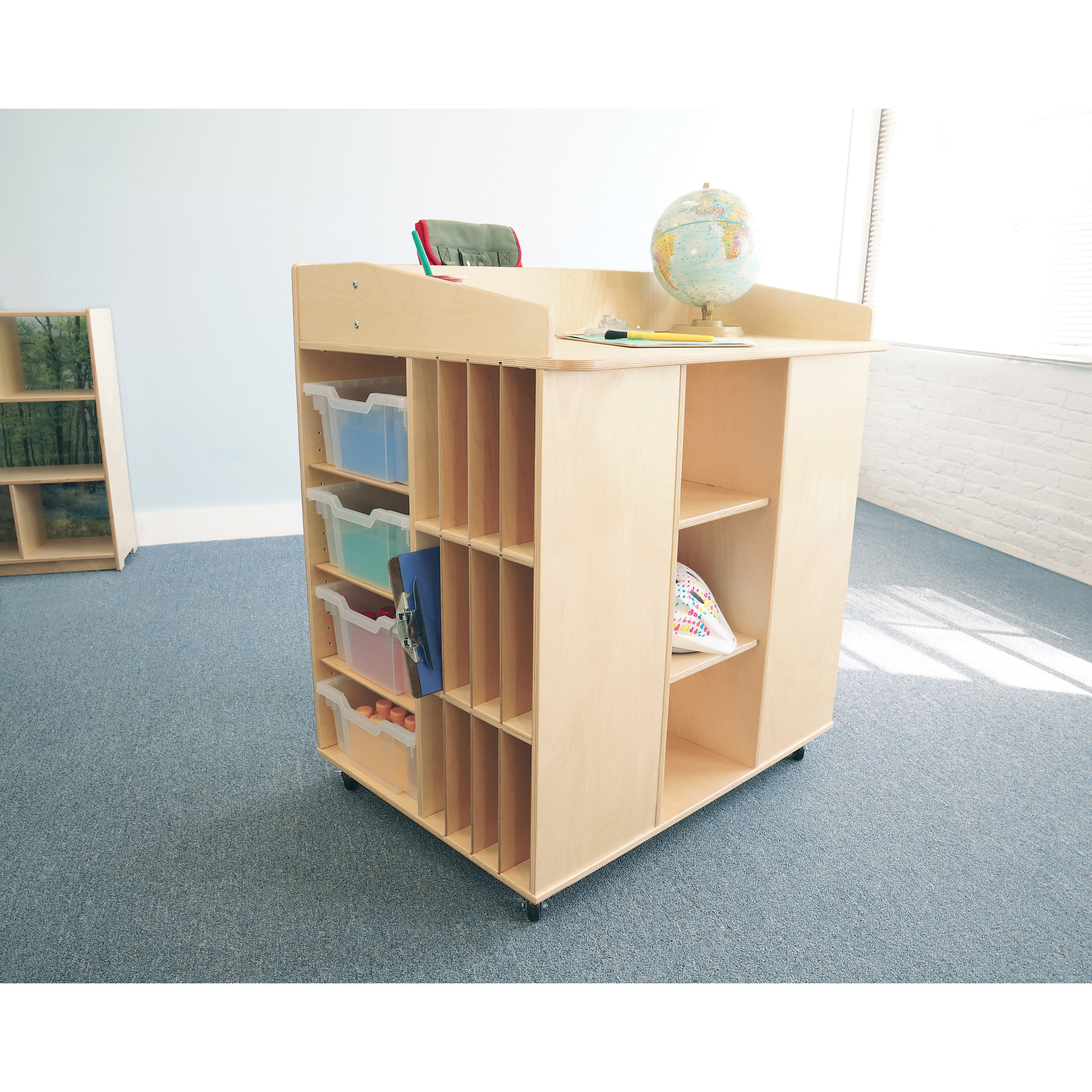 Whitney Bros. Portable 4 Compartment Teaching Cart with Casters Wayfair