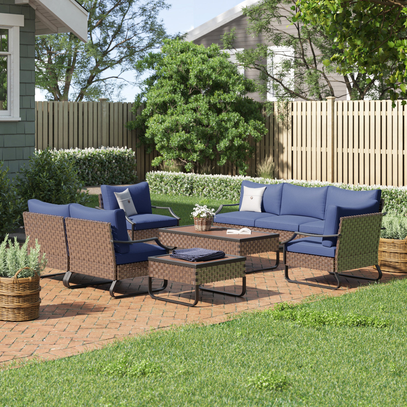 Andover Mills™ Heiman Outdoor 9 Piece Rattan Sofa Seating Group with