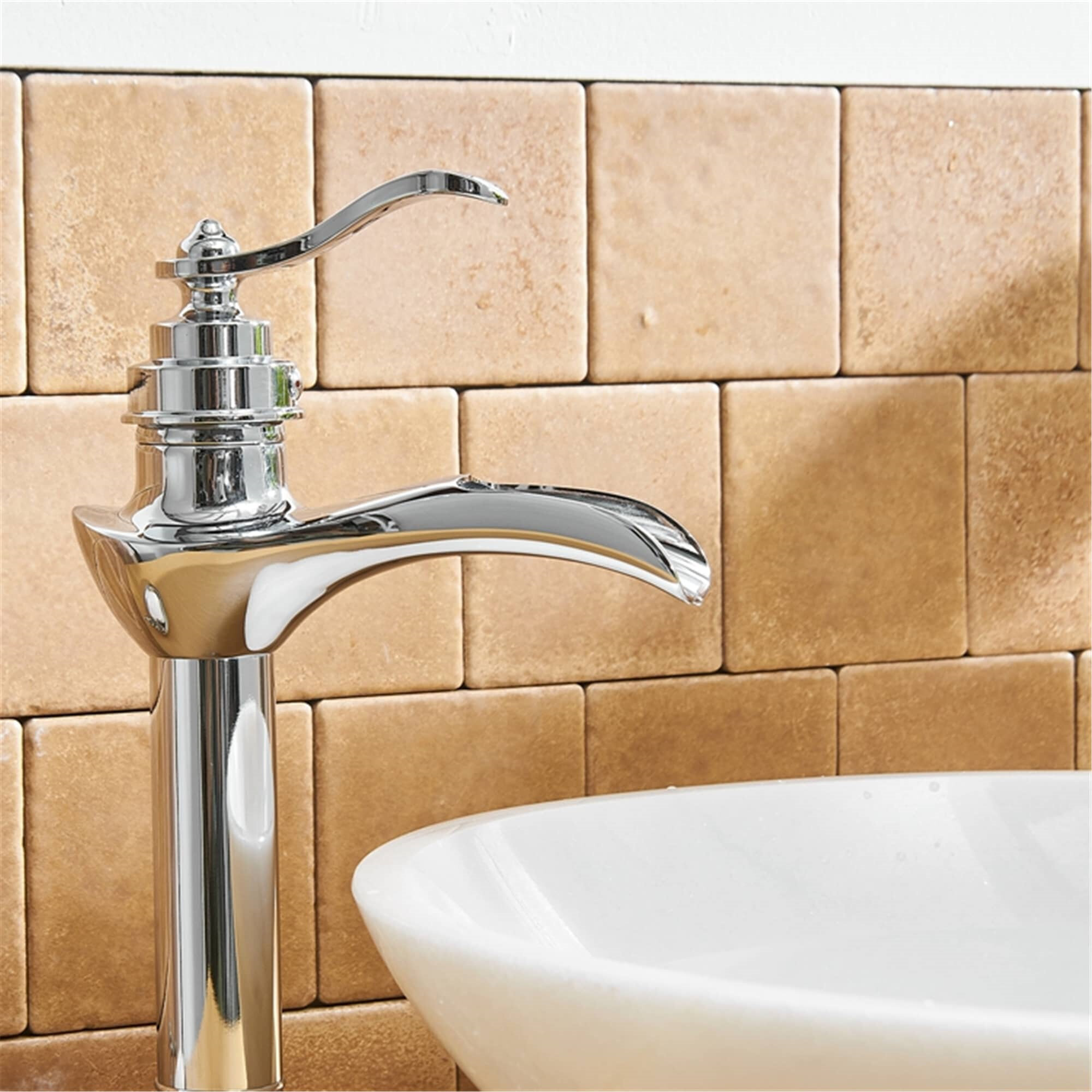LED Brushed Nickel Bathroom Sink Faucet Vessel One Hole/Handle Water Flow Tap 