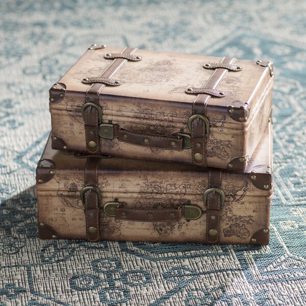 Designer brands  vintage style storage suitcases trunks tuck box 3 size 