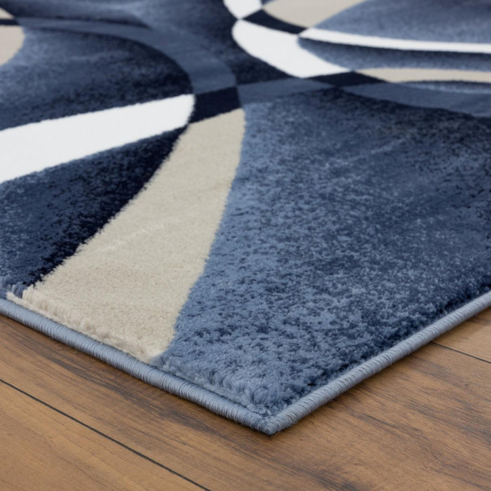 Wrought Studio Catalan Performance Navy Rug & Reviews | Wayfair