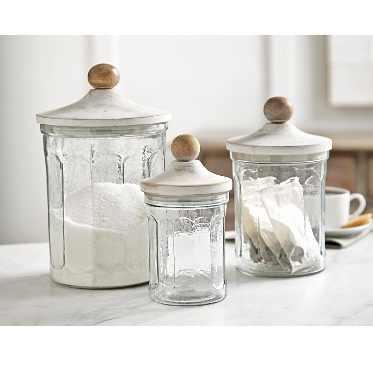 Welcome Clear Glass 3 Piece Kitchen Canister Set