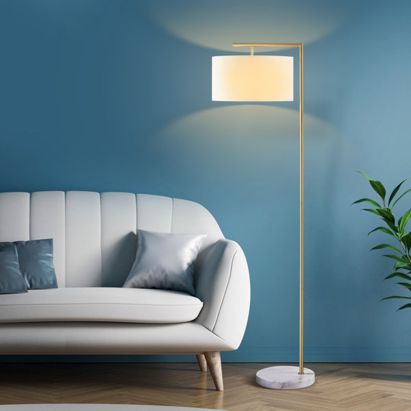 Tall Modern Floor Lamp Charcoal Finish Shelf Light Living Room Home Office Study 