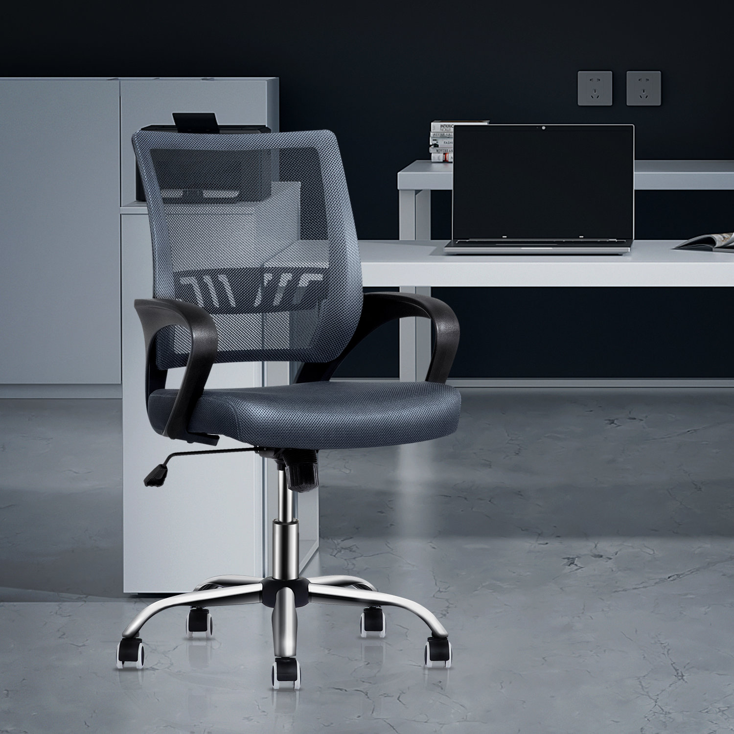 Inbox Zero Chair with Floor Protector Carpet, Midback Office Computer