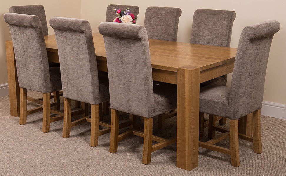 Stainbrook 8 - Person Solid Oak Dining Set gray