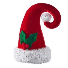 Red "Merry Christmas" Soft Velvet Adult Santa Claus Hat w/White Cuff & Pom Pom 