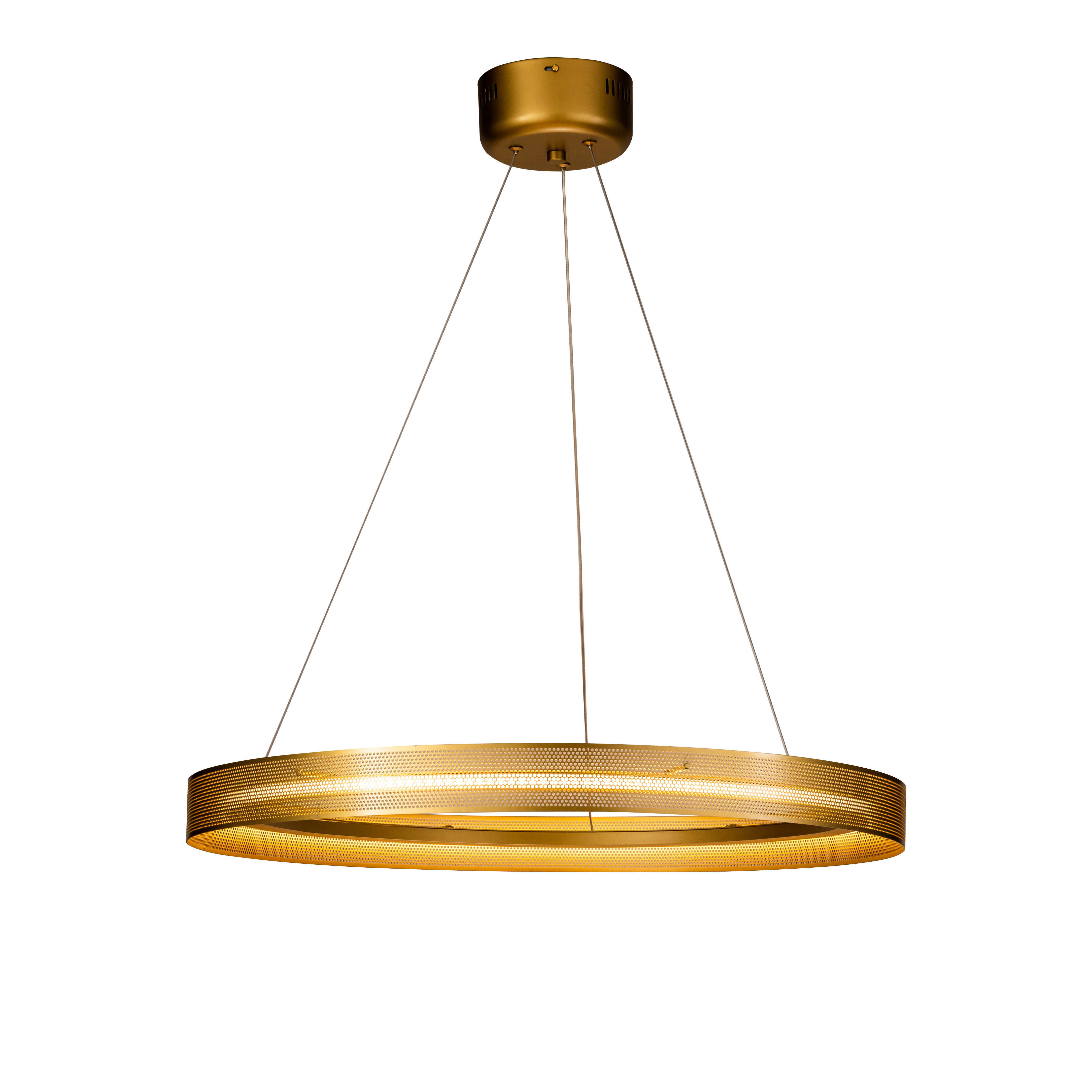 Perforated Single Brass Led Chandelier 