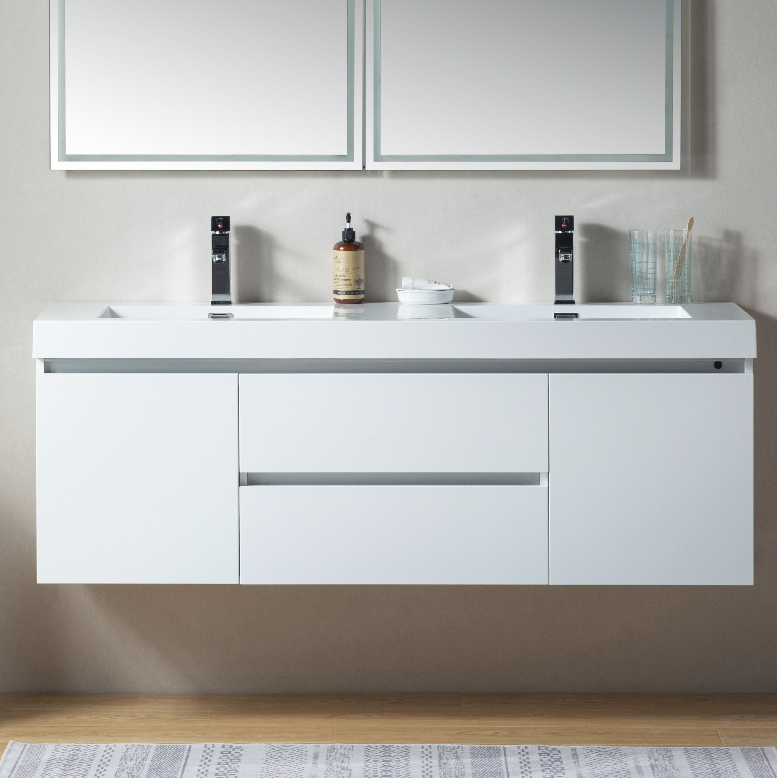 Orren Ellis Vanarsdale 60" WallMounted Double Bathroom Vanity Set