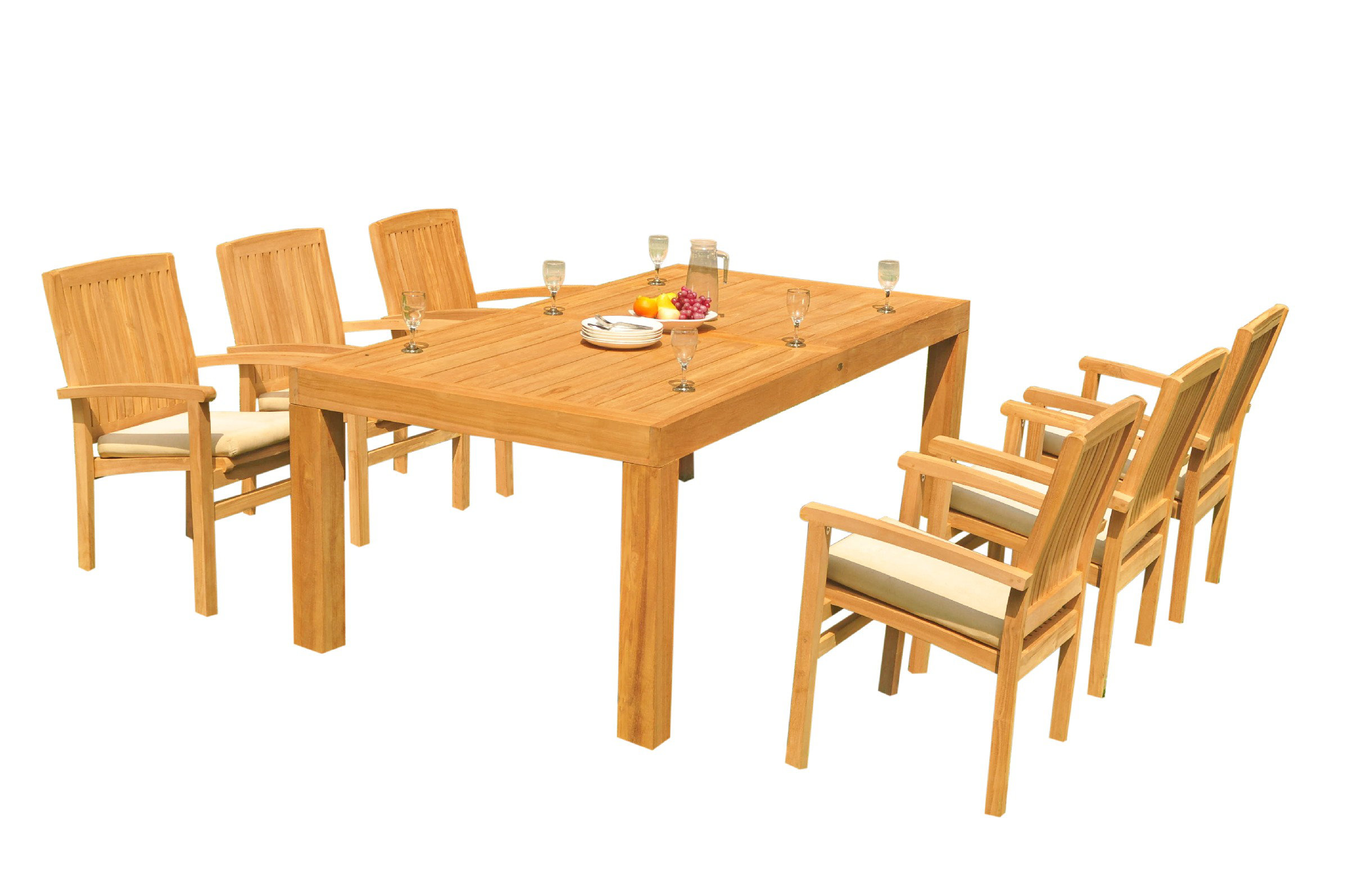 Rosecliff Heights Maspeth Rectangular 6 Person 86'' Long Teak Dining