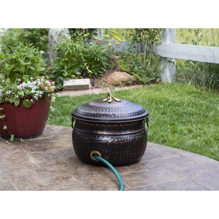 Lifesmart Garden Hose Pot Storage Holder With Copper Accents With Lid 16 X 12 In 