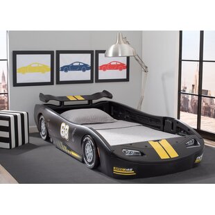 Kids Wooden Toddler Bed Twin Size Race Car For Boy Bedroom Furniture Safety Rail 