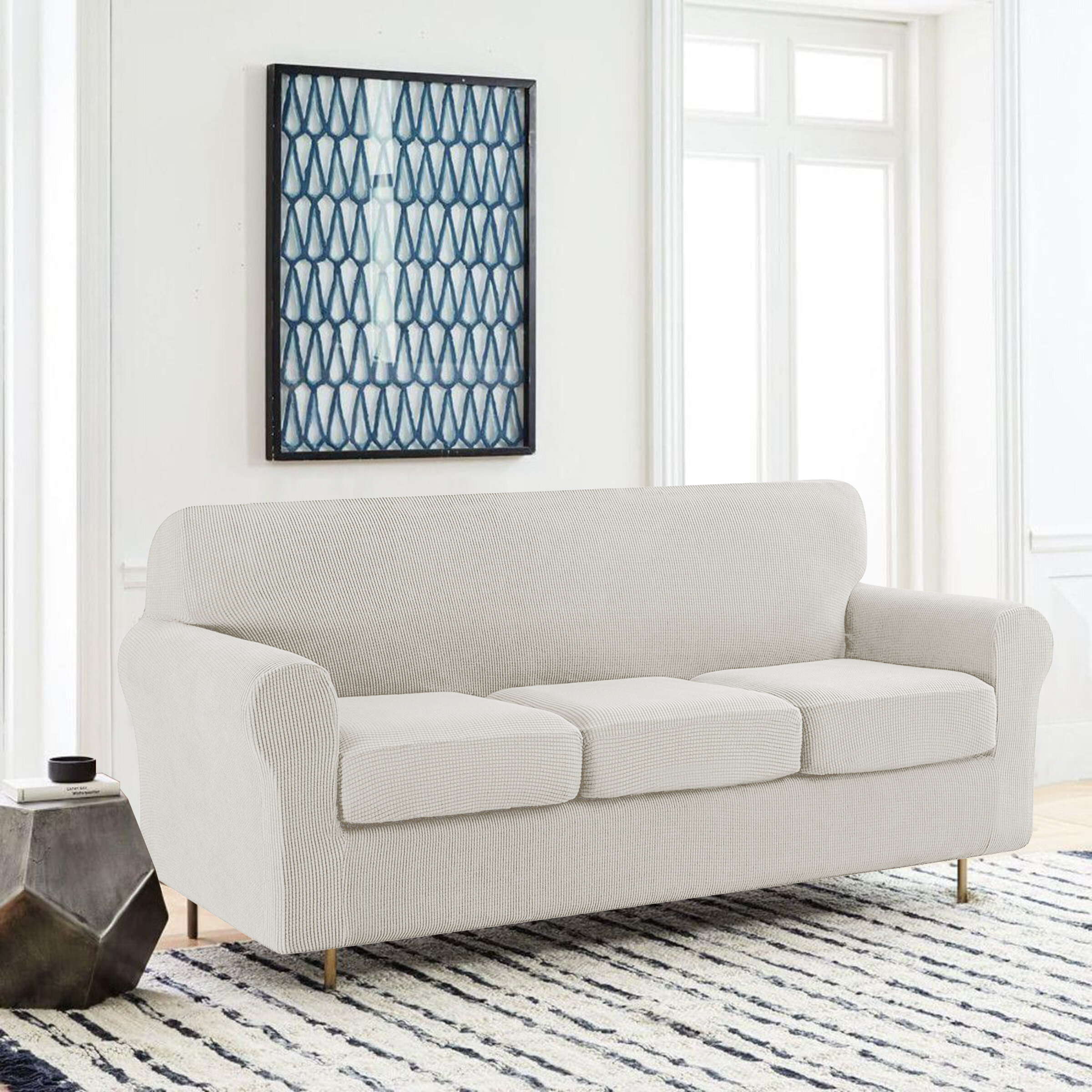 Three Posts™ Bulle Textured Grid Separate Box Cushion Sofa
