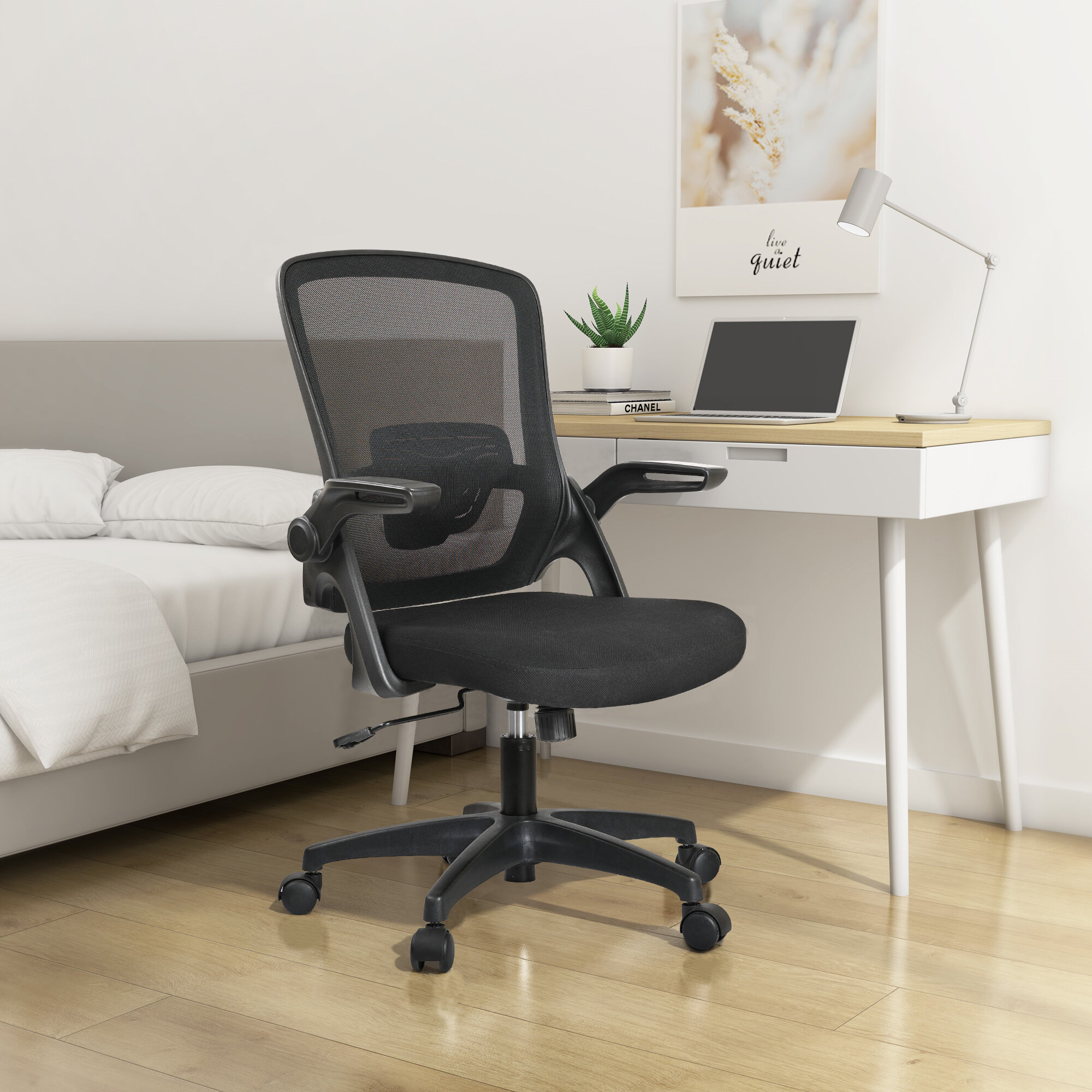 Ergonomic Office Chair Mesh Computer Desk Chair Flip-up Arms Height Adjustable 