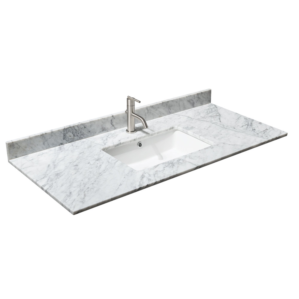 Wyndham Collection 48'' Marble Single Bathroom Vanity Top in White with Sink Wayfair