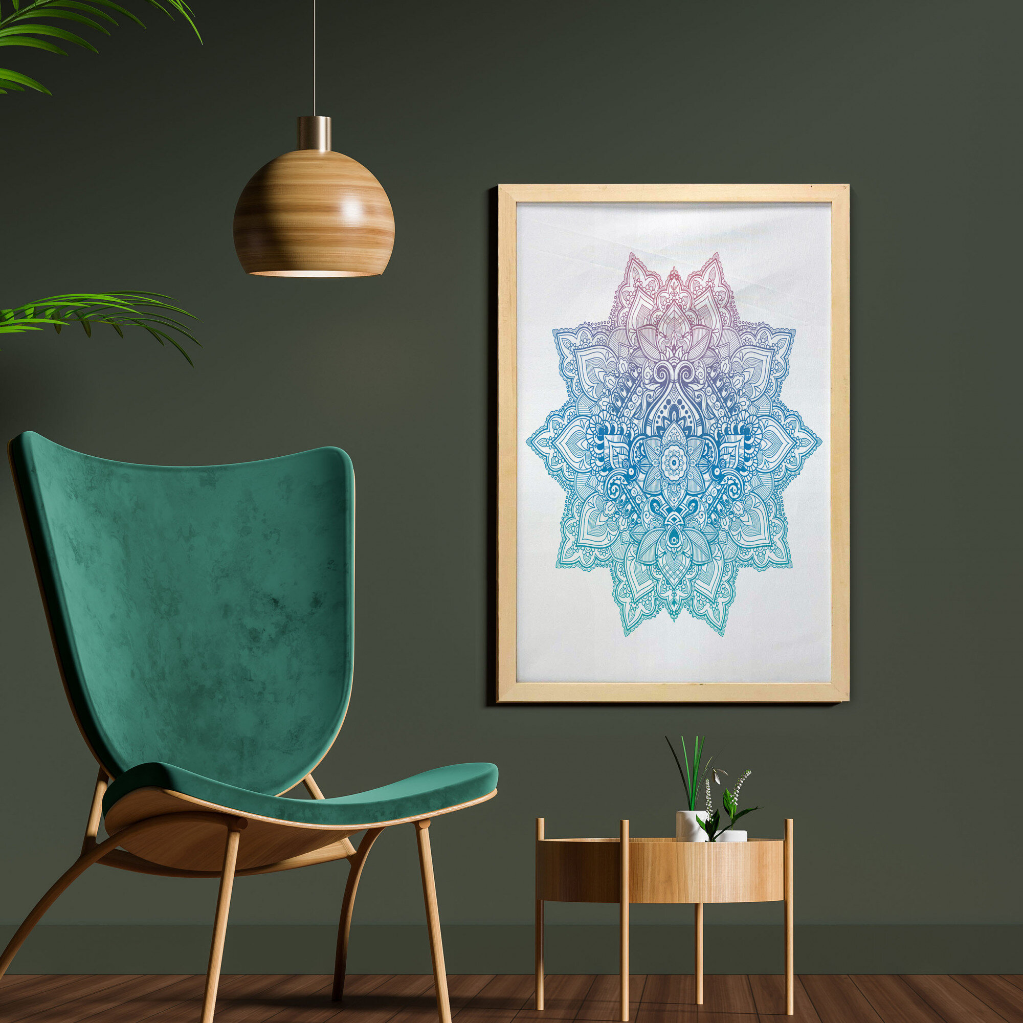 East Urban Home Bohemian Tattoo Style Pastel Toned Mandala Abstract Lotus  Flower Design - Picture Frame Graphic Art | Wayfair