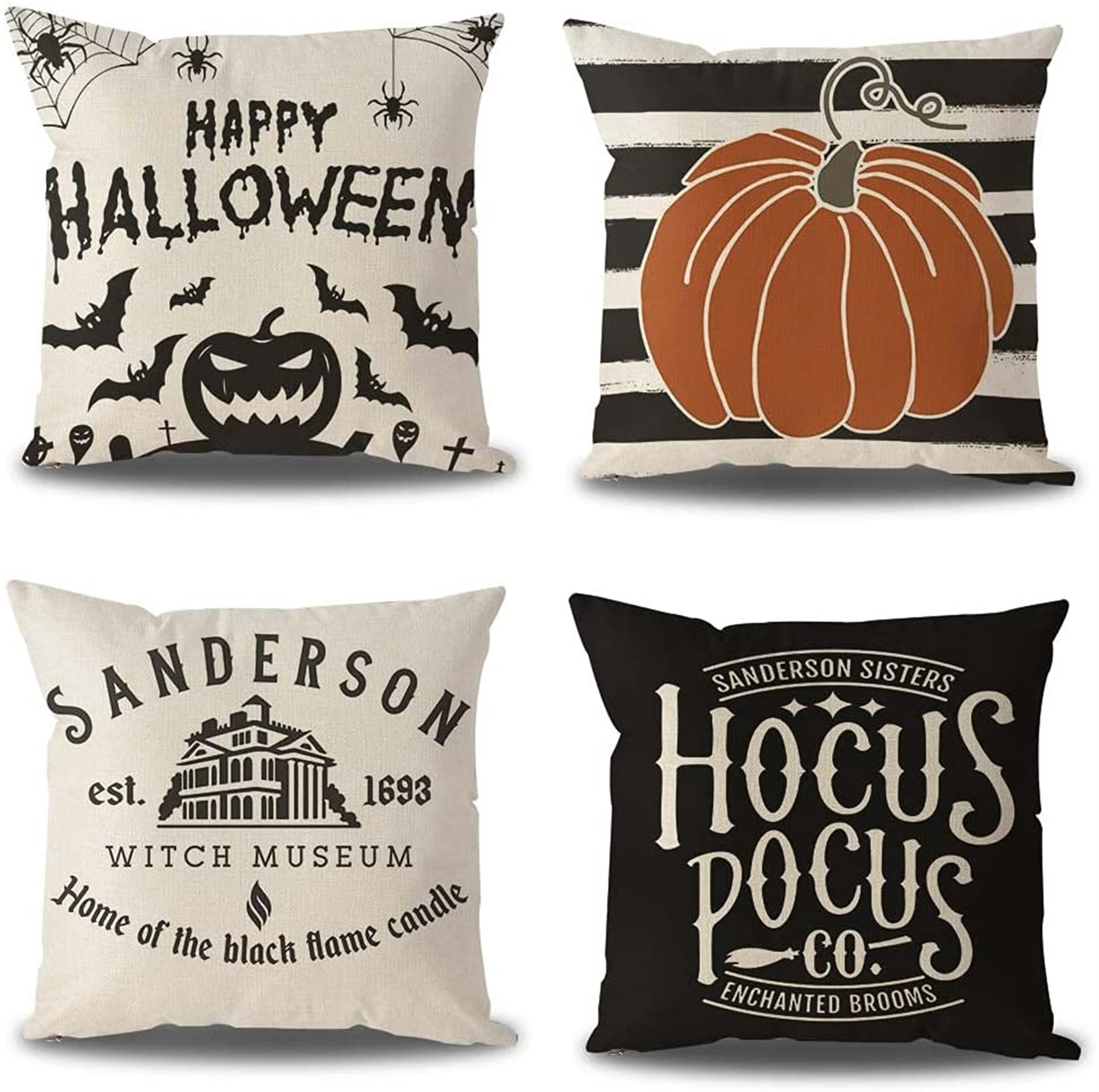Square Halloween Pumpkin Throw Pillow Cover Pillowcases Decorative Sofa Cushion 