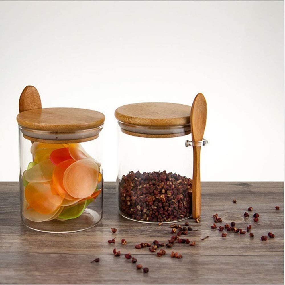 Clear Borosilicate Glass Jar Bottle w/ Lid Kitchen Storage Container Organizer 