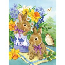 Toland Welcome Bunny 28 x 40 Bright Easter Rabbit Egg Double Sided House Flag 