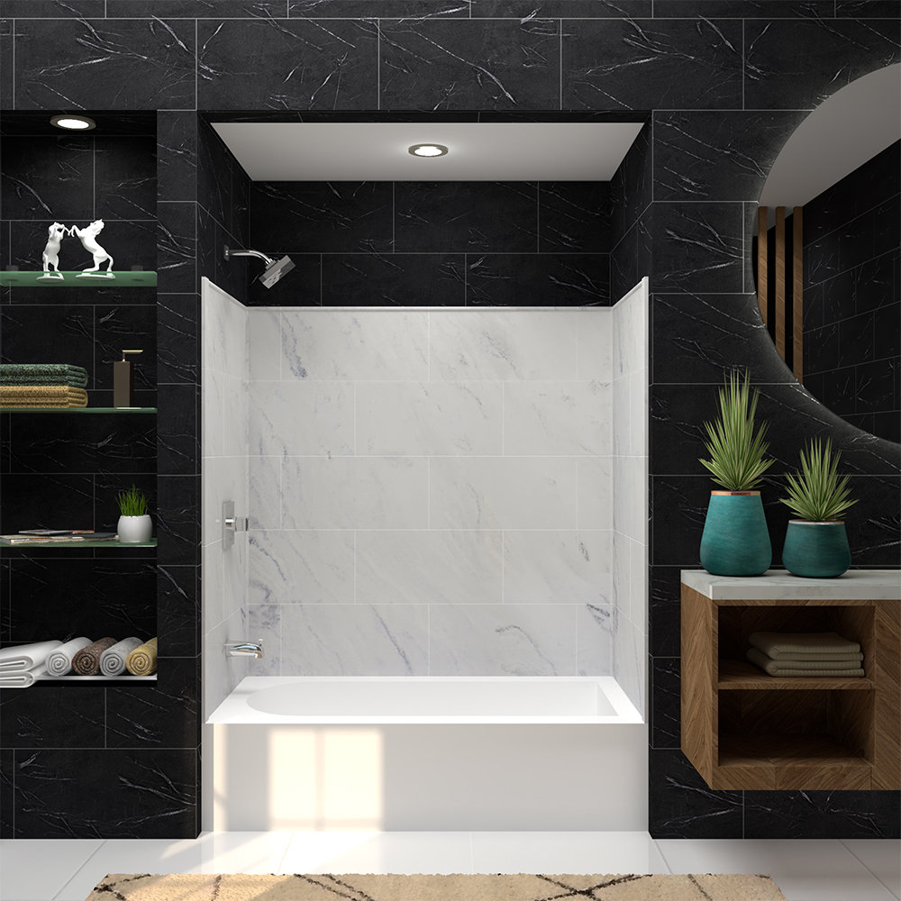 Samson Solid Surface 60" x 60" x 32" Three Panel Shower Wall Kit