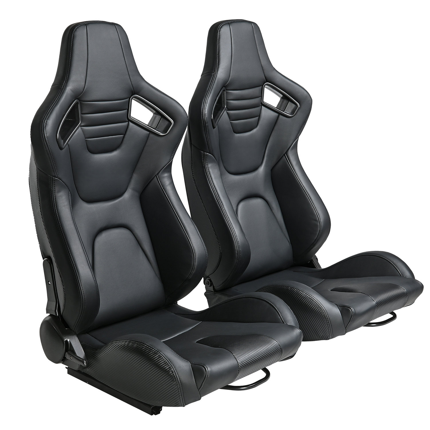 Ostreici 2PCS 1 PAIR FULL BLACK RACING SEAT SIMULATOR LEATHER W/ DOUBLE