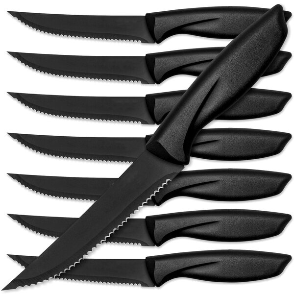 5-Inch Blade Steak Knives Stainless Steel Rounded Serrated Blade Set of 12 