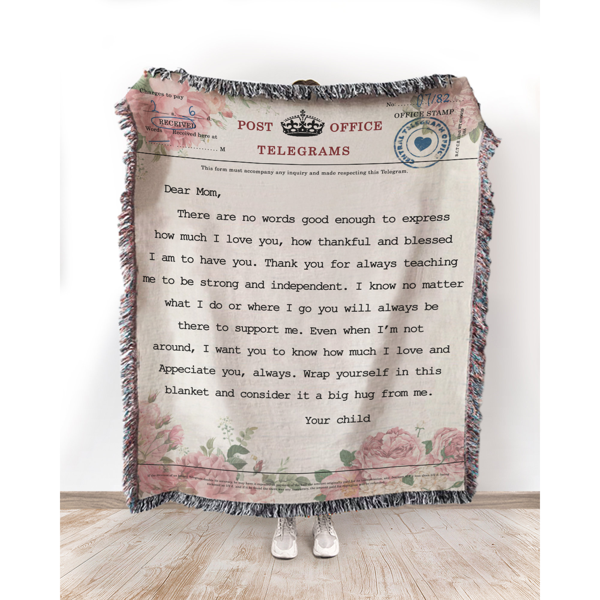 Trinx Oisin Flower Telegram 100 Cotton Throw Wayfair