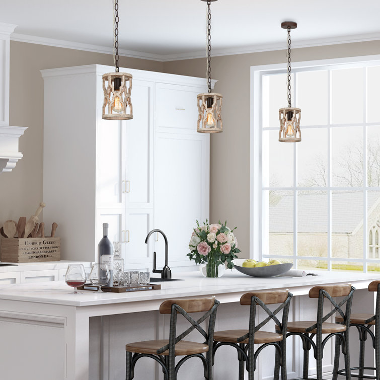 One Allium Way® Madely 1 - Light Wood Farmhouse Lantern ...