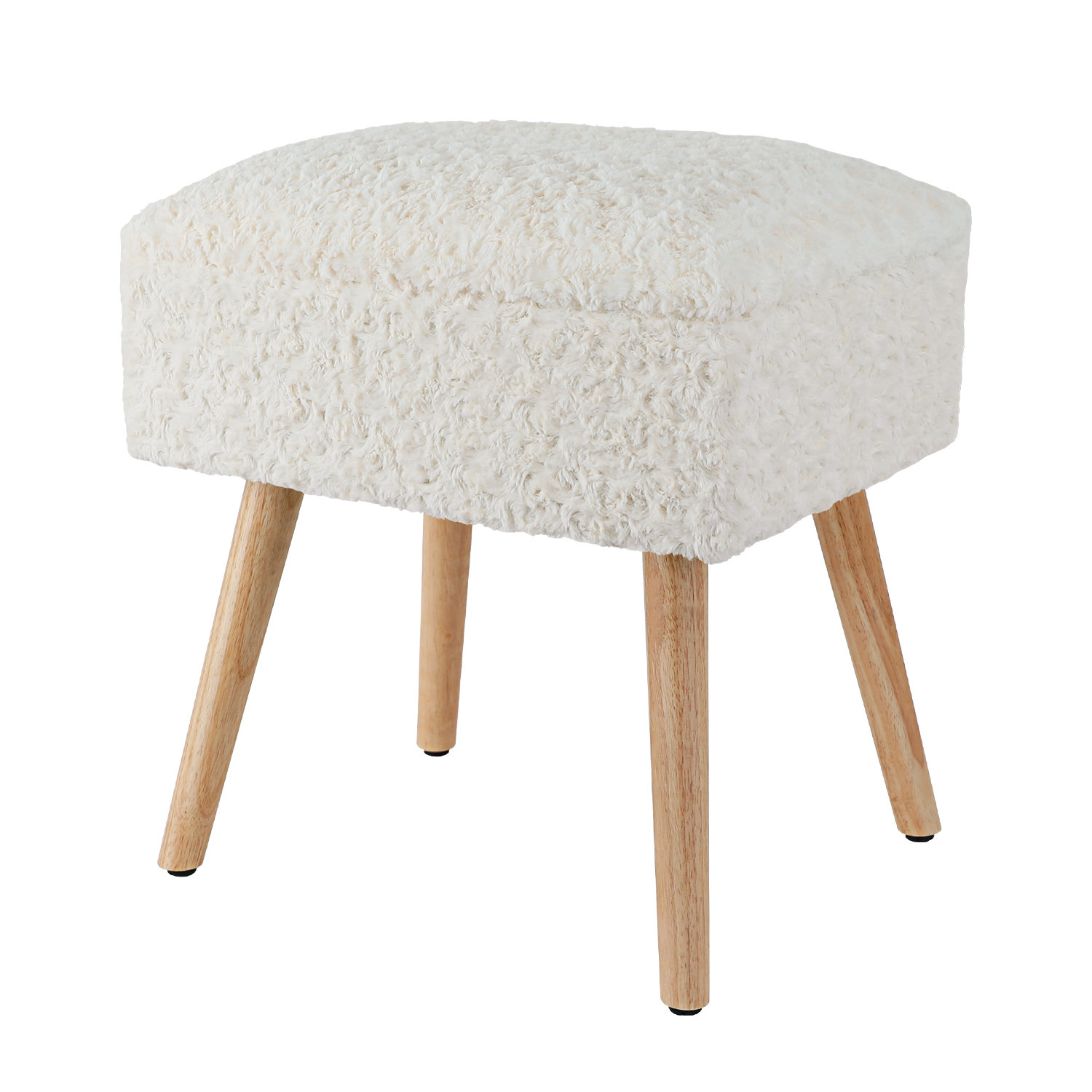 Wrought Studio Modern Mink Square Footstool Ottoman,Rose Pattern Furry