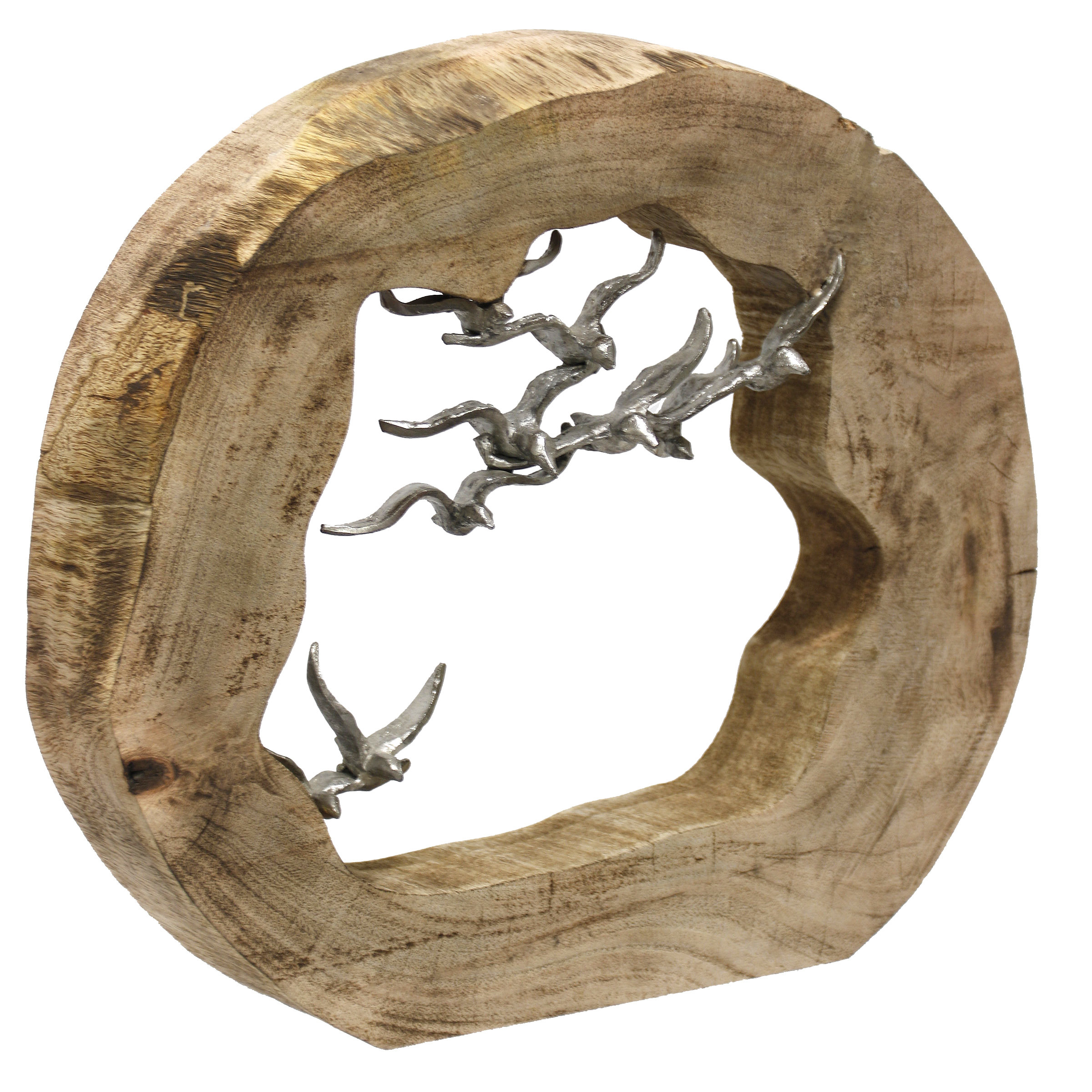Union Rustic Altenburg Wood Sculpture with Birds & Reviews Wayfair