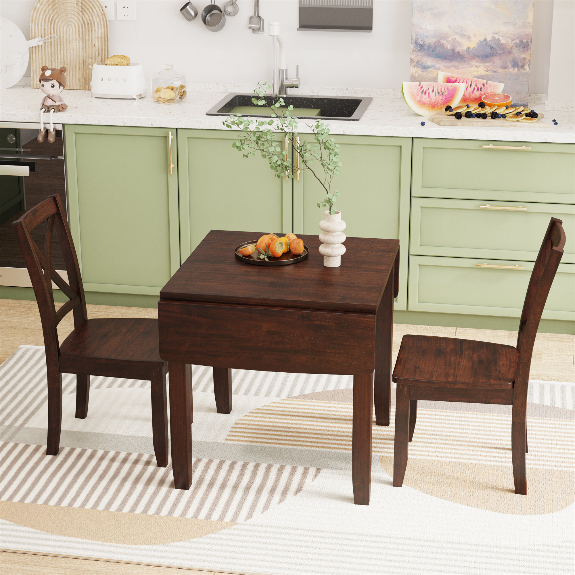 August Grove® Plouffe Drop Leaf Breakfast Nook Dining Set Wayfair
